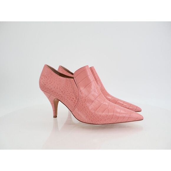 Tory Burch Georgina Patent Croc Pink Leather Ankle Bootie Size 9.5M Stiletto - Picture 1 of 12